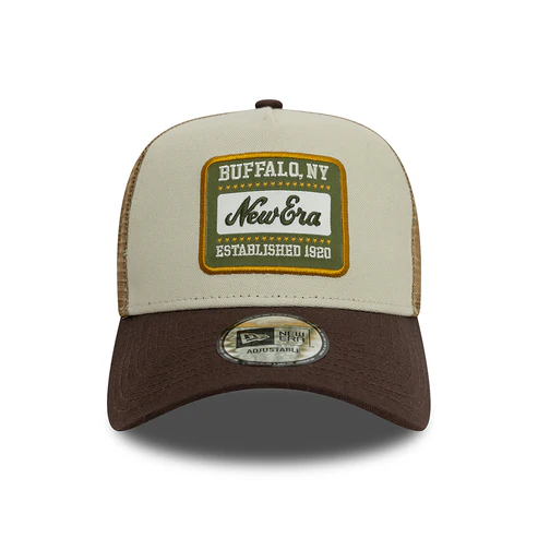 A-Frame Trucker Cap - NE Patch Canvas - Stone-Brown