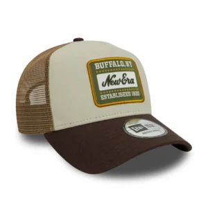 A-Frame Trucker Cap - NE Patch Canvas - Stone-Brown
