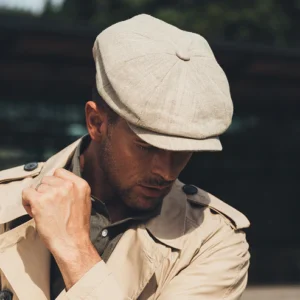 Alfie Irish Linen Newsboy Cap - Natural