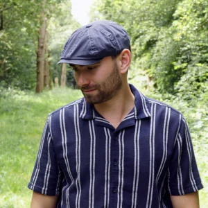 Hatteras Washed Organic Cotton Newsboy Cap - Navy Blue