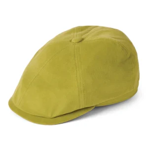 Hudson Cotton Canvas Newsboy Cap - Apple Green-Charcoal