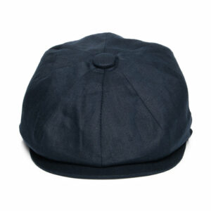 Linen Newsboy Cap - Navy Blue