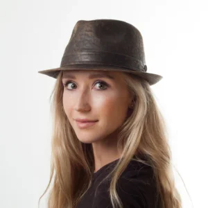 Weathered Cotton Trilby Hat - Brown