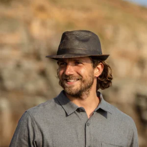 Weathered Cotton Trilby Hat - Brown