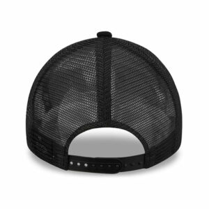 9FORTY Chicago Bulls A-Frame Trucker Cap - NBA Black On Black Logo - Black