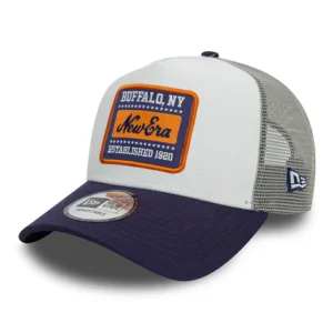 A-Frame Trucker Cap - NE Patch Canvas - White-Ink