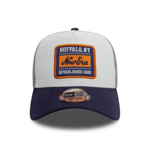 A-Frame Trucker Cap - NE Patch Canvas - White-Ink