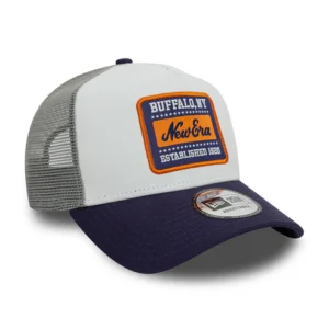 A-Frame Trucker Cap - NE Patch Canvas - White-Ink
