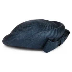 Alexia Straw Pillbox Hat - Navy Blue