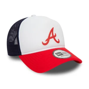Atlanta Braves A-Frame Trucker Cap - MLB Logo - White-Scarlet-Navy