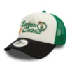 Boston Celtics A-Frame Trucker Cap - NBA Graphic - Off White-Black-Green