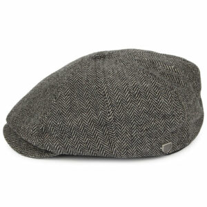 Brood Herringbone Newsboy Cap - Grey-Black
