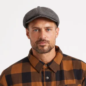 Brood Herringbone Newsboy Cap - Grey-Black