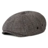 Brood Prince Of Wales Check Lightweight Newsboy Cap - Cream-Black-Orange-Light Blue