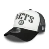 Brooklyn Nets A-Frame Trucker Cap - NBA Retro - White-Black