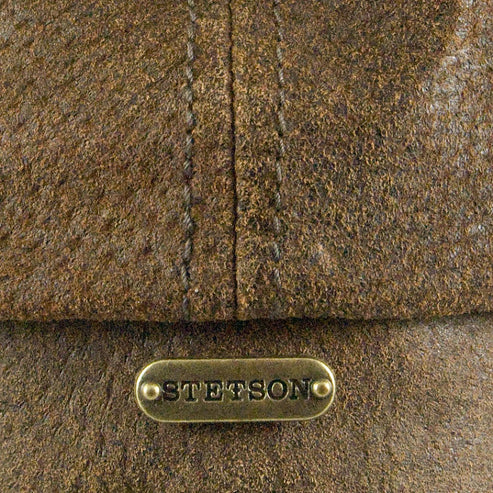 Burney Leather Newsboy Cap - Brown