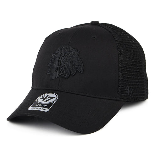 Chicago Blackhawks Trucker Cap - NHL Branson MVP - Black On Black
