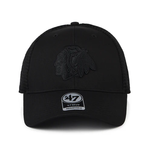Chicago Blackhawks Trucker Cap - NHL Branson MVP - Black On Black