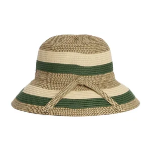 Daphne Striped Summer Cloche - Olive-Sand