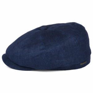 Hatteras Marl Linen Newsboy Cap - Navy Blue