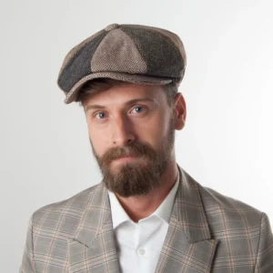 Herringbone Patch Newsboy Cap - Multi-Coloured