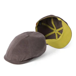 Hudson Cotton Canvas Newsboy Cap - Charcoal-Apple Green