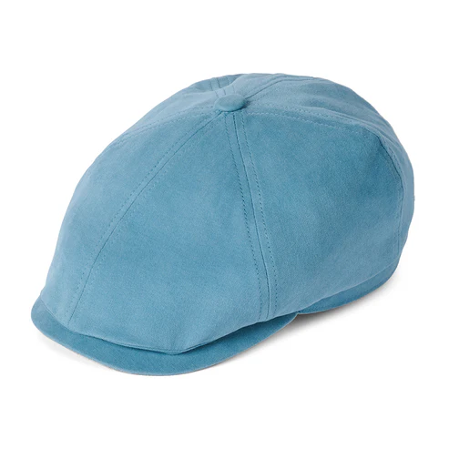 Hudson Cotton Canvas Newsboy Cap - Sky Blue-Sage