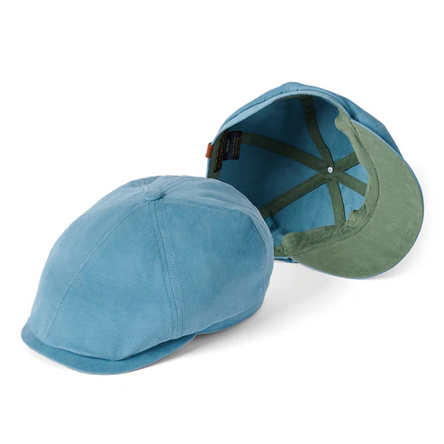 Hudson Cotton Canvas Newsboy Cap - Sky Blue-Sage