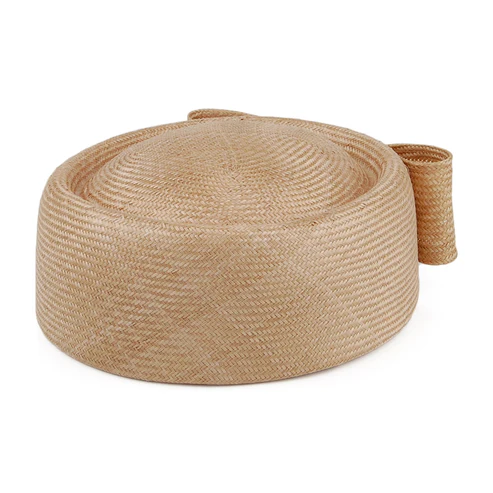 Jackie O Straw Pillbox Hat - Dark Tan