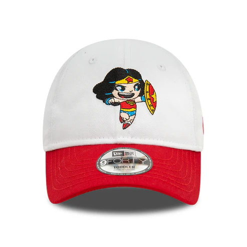 Kids 9FORTY Wonder Woman Baseball Cap - DC Comics Hero - White-Scarlet