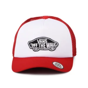 Kids Classic Patch Curved Brim Trucker Cap - White-Red