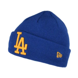 Kids L.A. Dodgers Cuffed Beanie Hat - MLB League Essential - Azure-Yellow