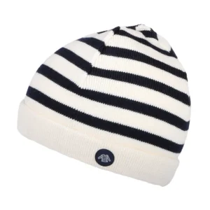 Kids Lannion Striped Beanie Hat - Natural-Navy