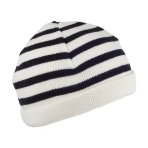 Kids Lannion Striped Beanie Hat - Natural-Navy