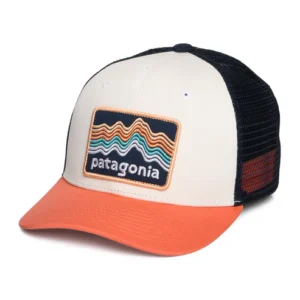 Kids Ridge Rise Stripe Organic Cotton Trucker Cap - White-Coral-Navy