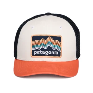 Kids Ridge Rise Stripe Organic Cotton Trucker Cap - White-Coral-Navy