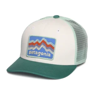 Kids Ridge Rise Stripe Organic Cotton Trucker Cap - White-Sea Green