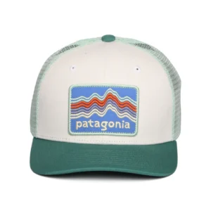 Kids Ridge Rise Stripe Organic Cotton Trucker Cap - White-Sea Green