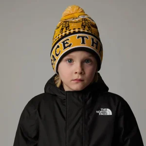 Kids Ski Tuke Bobble Hat - Yellow-Black