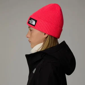 Kids TNF Box Logo Cuffed Beanie Hat - Neon Pink