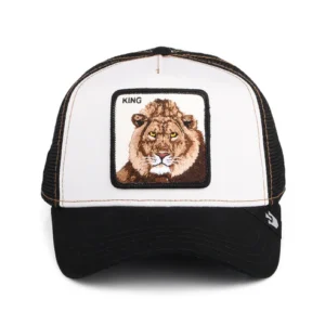 King Lion Trucker Cap - White-Black
