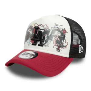 L.A. Dodgers A-Frame Trucker Cap - MLB Graphic - White-Deep Red-Black