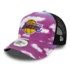 L.A. Lakers A-Frame Trucker Cap - NBA Cloud AOP - Purple-White