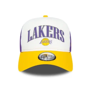 L.A. Lakers A-Frame Trucker Cap - NBA Retro - White-Yellow-Purple