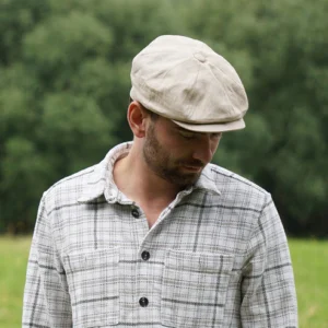 Linen Newsboy Cap - Natural
