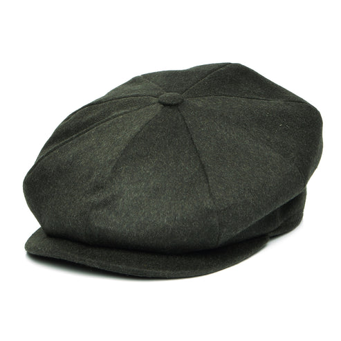 Loden Wool Deep Fit Newsboy Cap - Dark Green