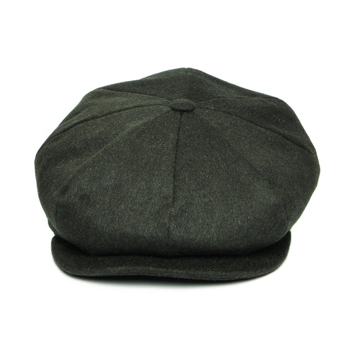 Loden Wool Deep Fit Newsboy Cap - Dark Green
