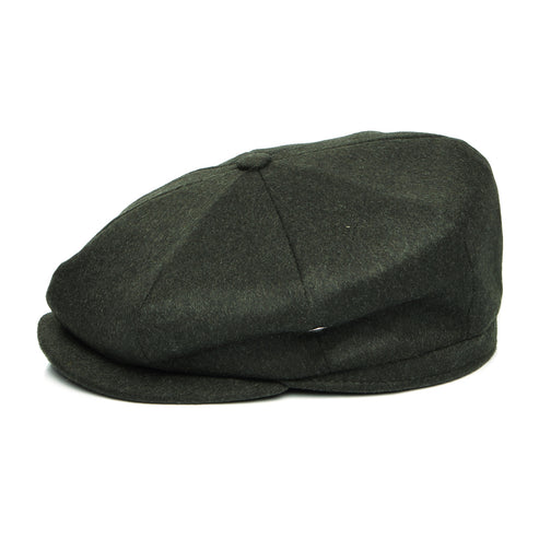 Loden Wool Deep Fit Newsboy Cap - Dark Green