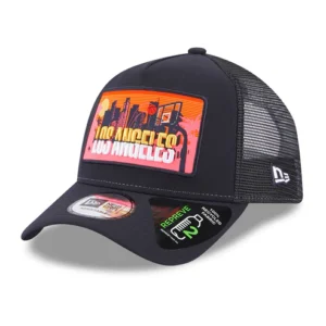 Los Angeles A-Frame Trucker Cap - License Plate - Navy Blue