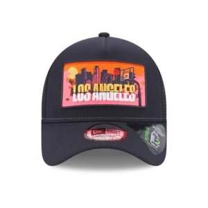 Los Angeles A-Frame Trucker Cap - License Plate - Navy Blue